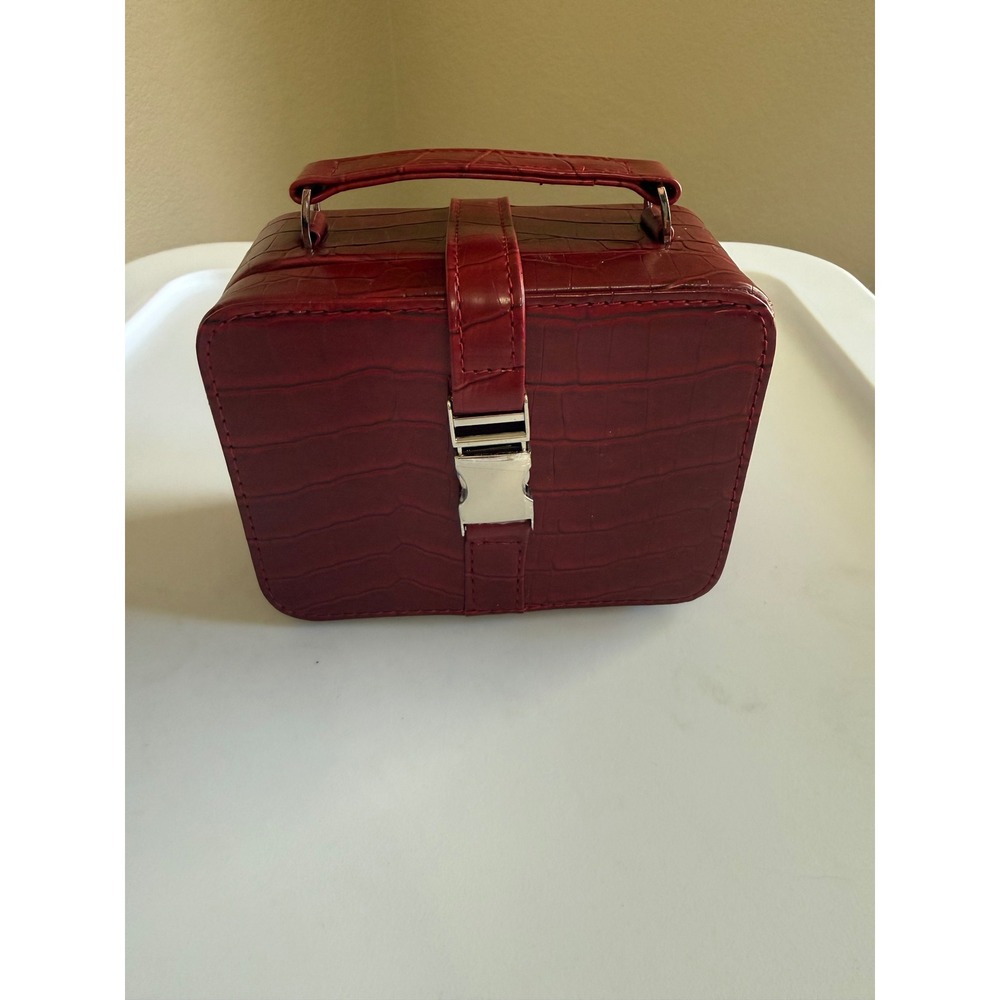 Bombay Company Gracie Mini Jewelry Box Red Croc Embossed Travel Case